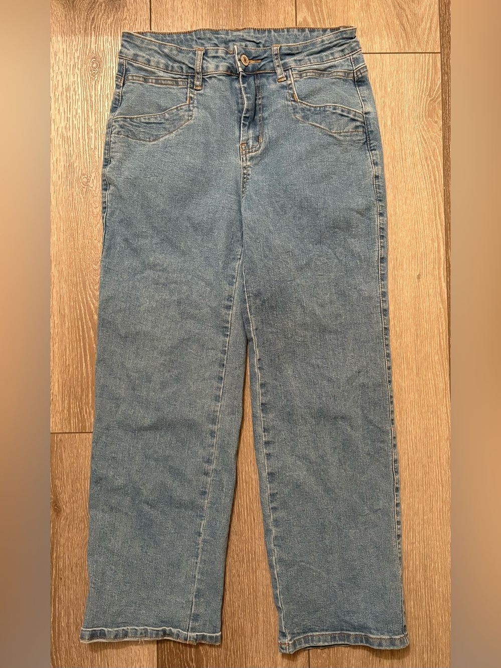 Sidefeel Women’s Straight Leg Jeans Size 8 High Rise Light Wash Stretch Denim
